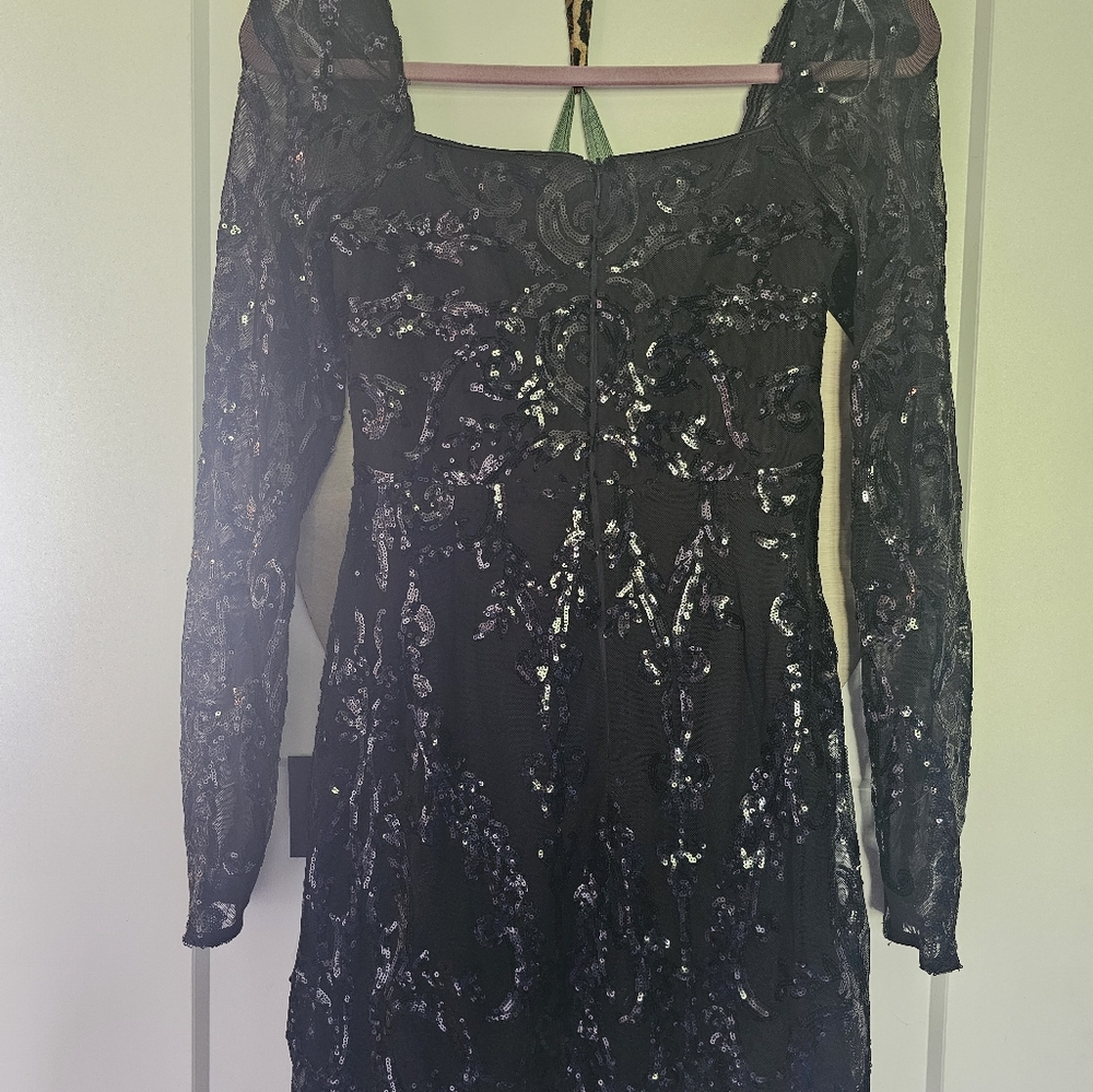 Lulu's Black Sequin Mini Dress